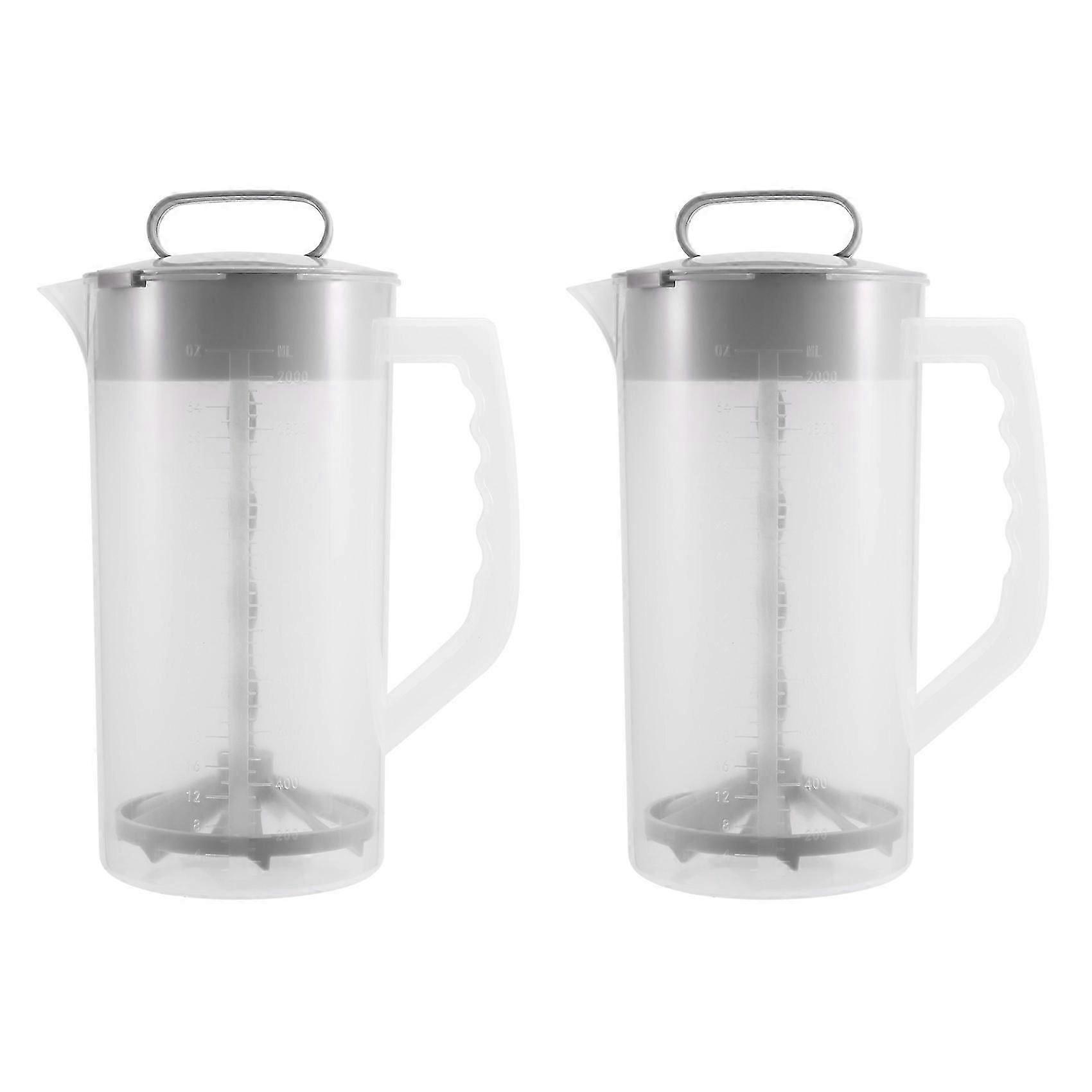 2 Quart/64oz Plastic Mixing Pitcher with Lid, Angled Blades for Drinks