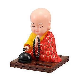 1pc Solar Powered Bobblehead Monk Figurine Buddha Monk Statue Home Car Dashboard Decoration