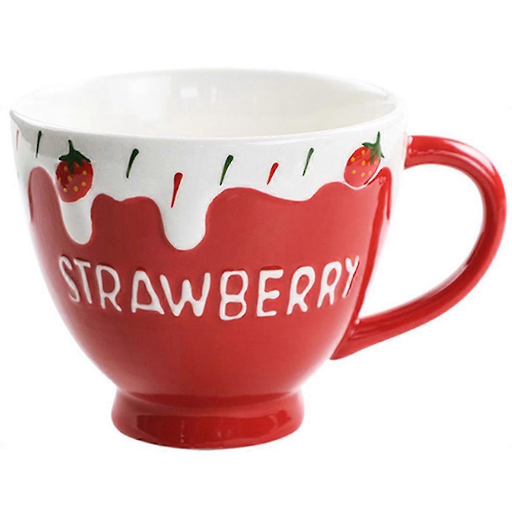 Strawberry Ceramic Cup Multi-Function Coffee Mug compatible with Home Use Single Cup