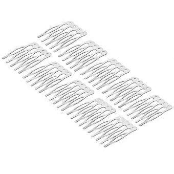 50pcs DIY Hair Combs Simple Tuck Comb Fashion Five Teeth Combs Handmade Hair Accessories for Women Girls Ladies (Silver)