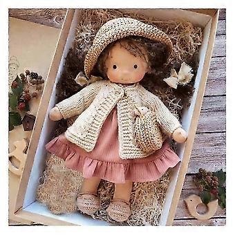 Handmade Waldorf Doll with Soft Crocheted Hair and Vintage Design 11.81 inches for Imaginative Play and Gift Giving