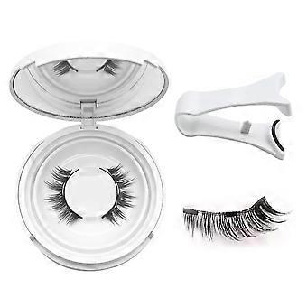 Magnetic false eyelashes with applicator, reusable, natural finish, easy to put on and take off, soft false eyelash set, no glue required (e.g.,