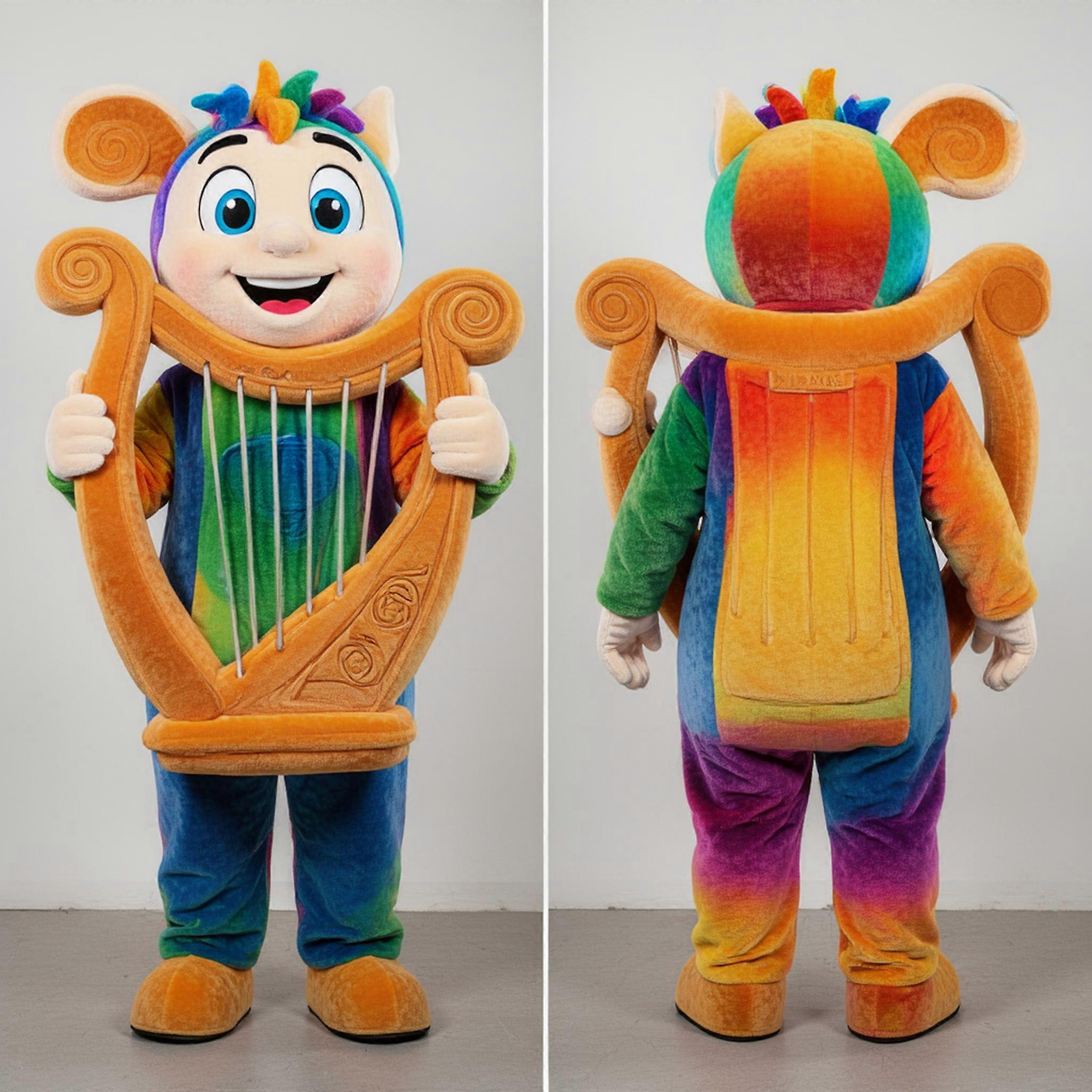MASTICOT Emerald Green Cartoon Celtic Harp Mascot