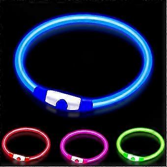LED Dog Collar, USB Rechargeable Glow Light, Cut-to-Fit Any Size, High Visibility for Night Walks & Outdoor Safety