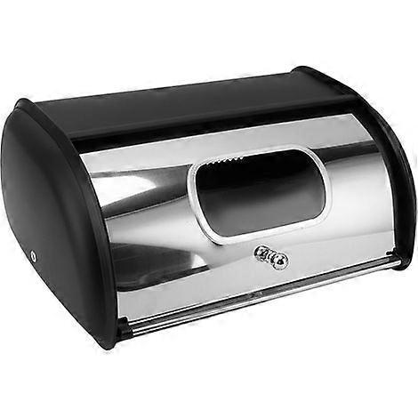 Bread box, bread box, bread holder, storage container with small window for kitchen countertop, black