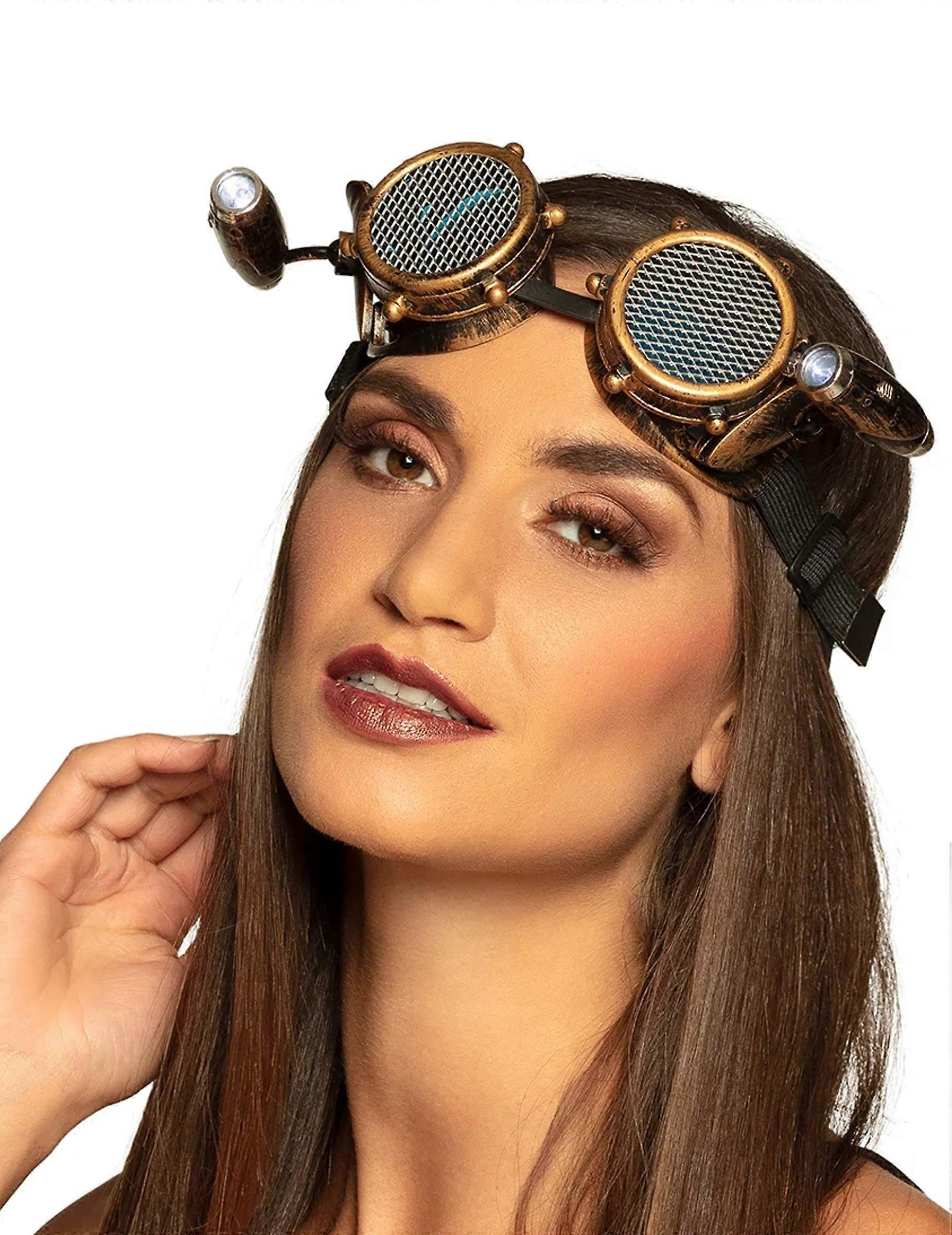 Adult steampunk goggles with head light