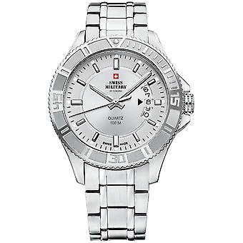 Swiss Military Swiss Quartz analoge man horloge met SM 34041.02 roestvrijstalen armband