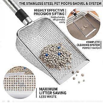 Steel Mesh Cat Litter Scoop Long Handle Fine Pores Waste Poop Shovel for Rabbits Cats Dogs Toilet Cleaning Tools Pets Supplies