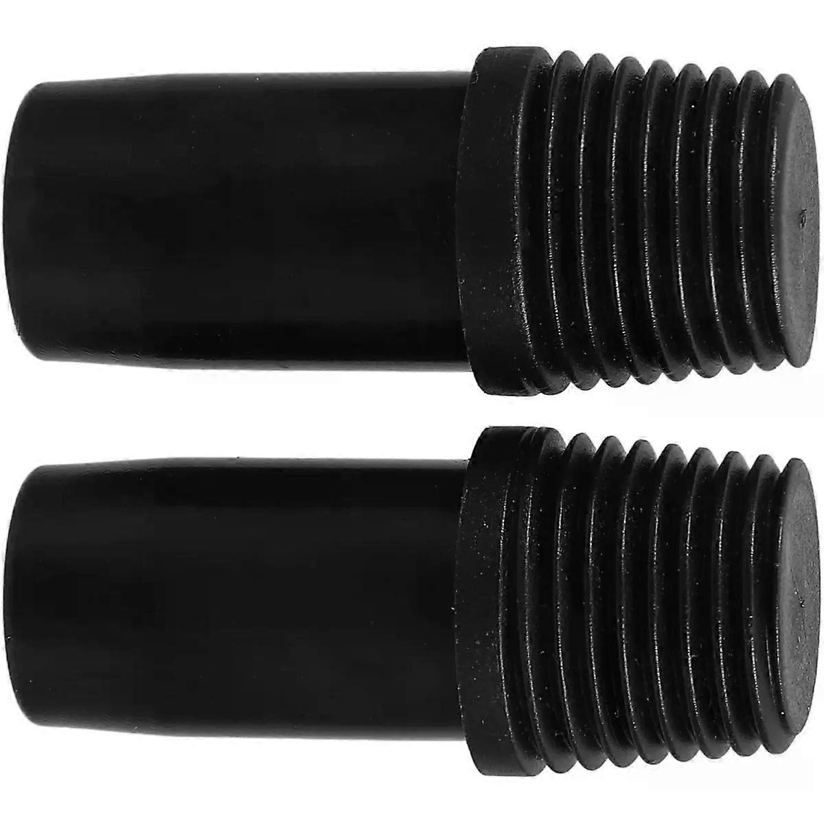 2pcs German Type Threaded Pole Adapter for Broom Handle, Plastic Black