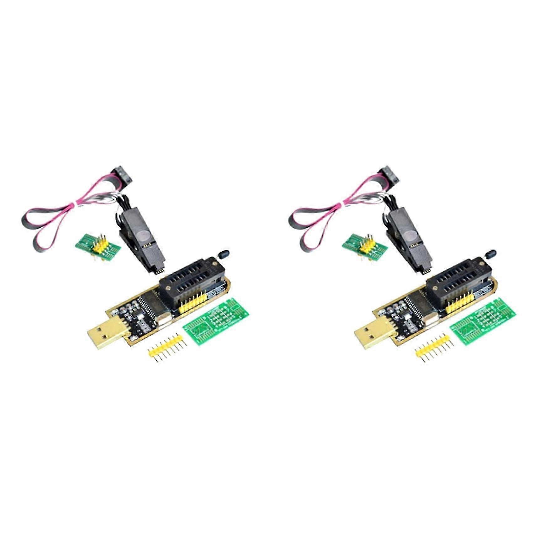 2X CH341A 24 25 Series EEPROM Flash BIOS USB Programmer Module + SOIC8 SOP8 Test Clip compatible with EEPROM 93