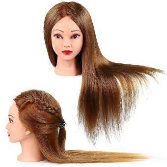 Mannequin Head with Hair Set Compatible with Salon Training, Stand, Table Clamp, Braid Set, Hairdressing Styling Model