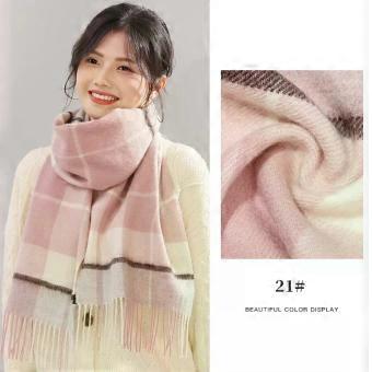 Blue plaid cashmere scarf for women,  wool, high-end gift, new winter style, 180cm*30cm, size 21. [XR]