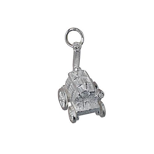 Silver 28x12mm moveable Traction Engine Pendant or Charm