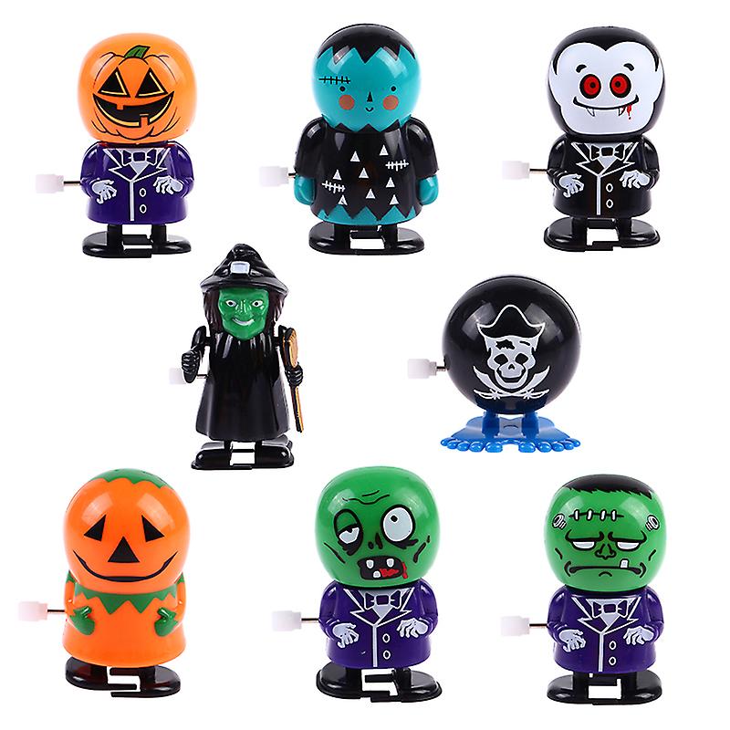 8pcs Halloween Wind Up Toy Pumpkin Eyes Witch Vampire Jumping Walking Clockwork Halloween Party Toys Kid Gifts