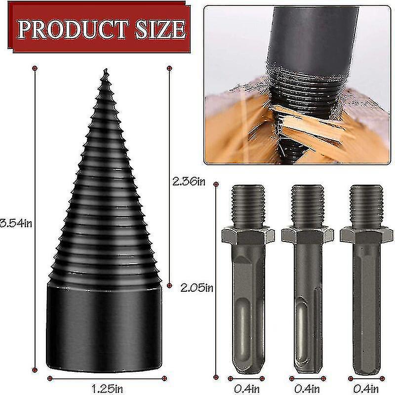 Wood Splitter Drill Bit With 3 Multi-function Shanks, Heavy Drill Bit, Home Firewood Splitter Drill Bit, Firewood Splitter Drill Bit (32cm)