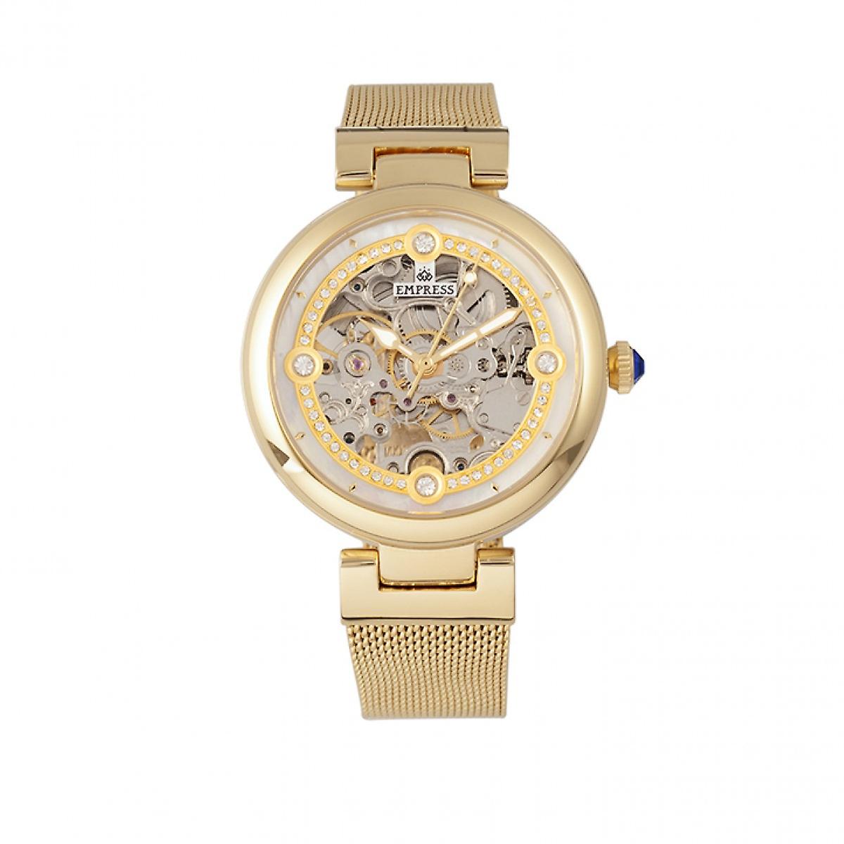 Empress Adelaide Automatic Skeleton Mesh-Bracelet Watch - Gold