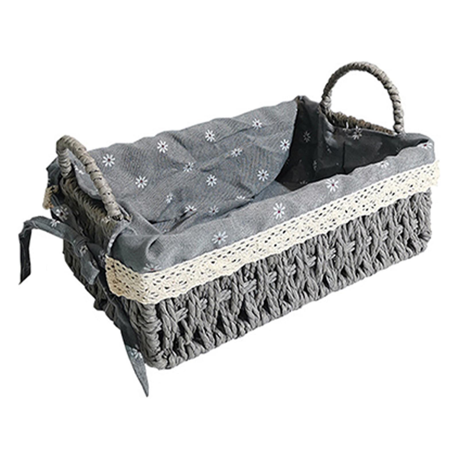 Multipurpose Rattan Storage Basket Household Items for Tabletop Kitchen medium grey B