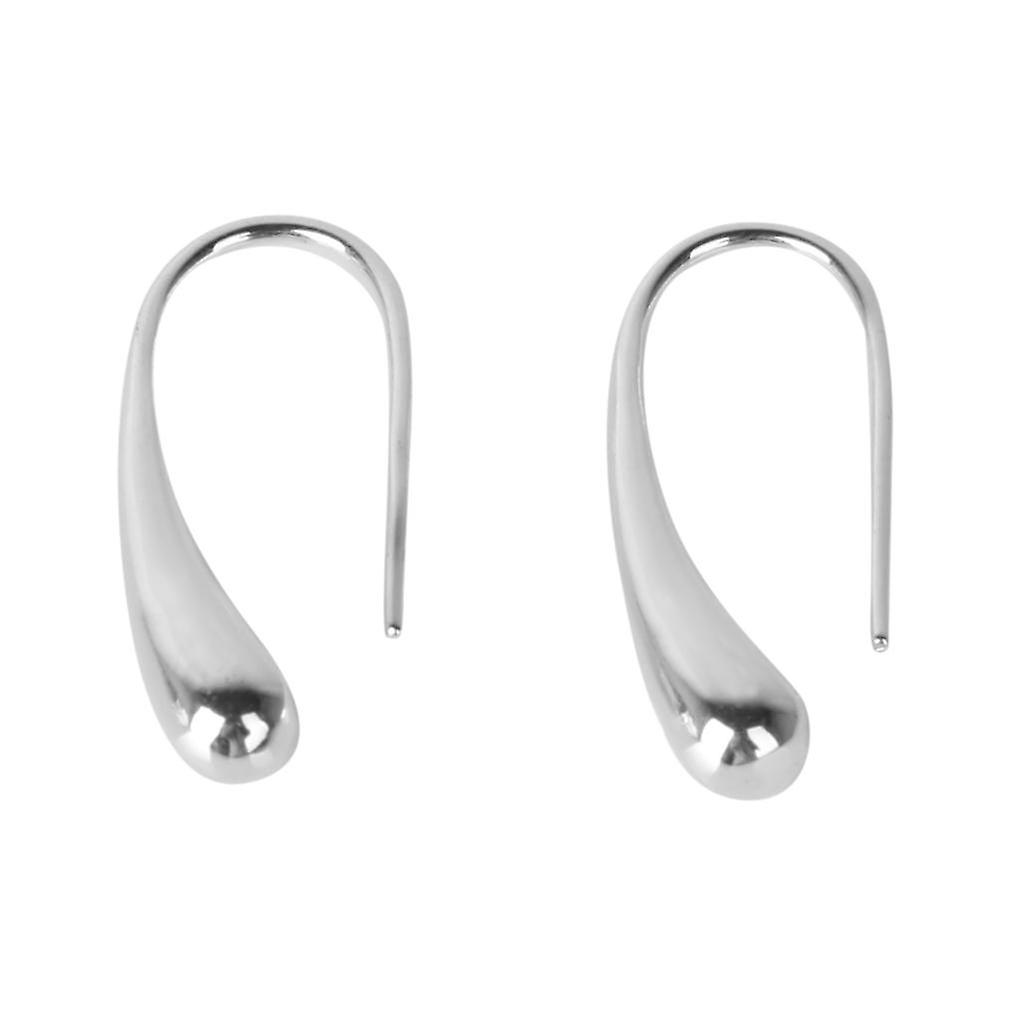 1 Pair Fashion Silver Water Drop Hook Piercing Earring Ear Studs