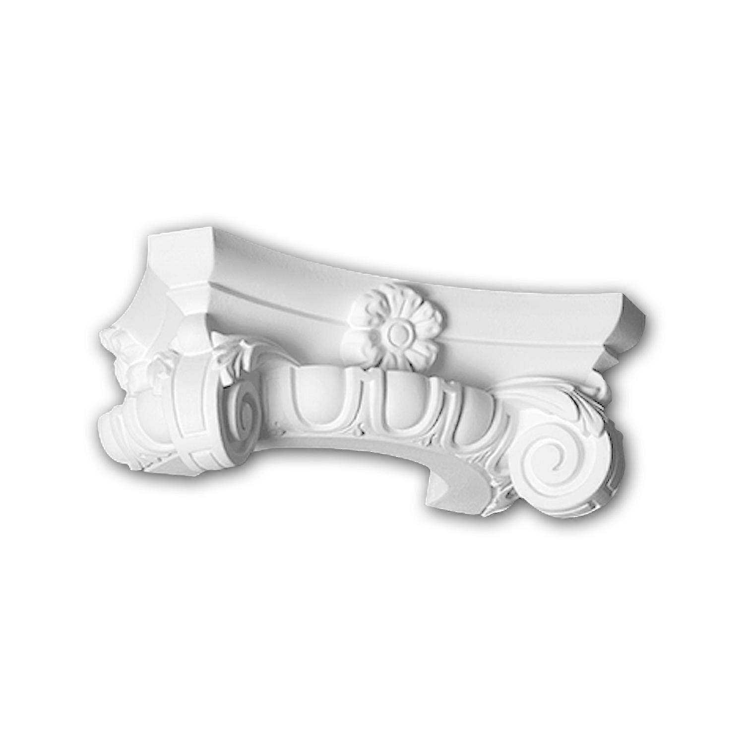 e-Delux GmbH 1 x Chapiteau de demi-colonne 115006 Profhome blanc Mousse de polyuréthane rigide prétraité léger, solide, indéformable
