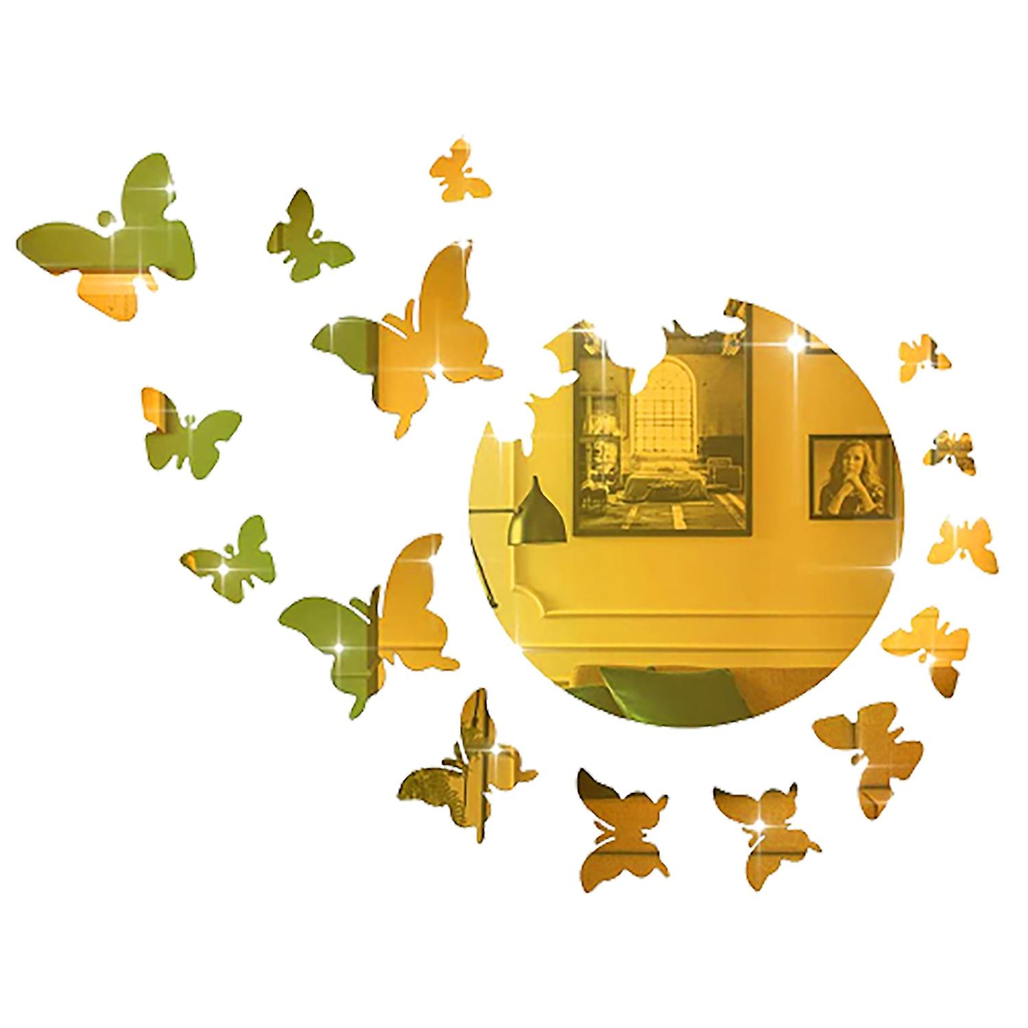 1 Set Mirror Wall Sticker Butterfly Pattern Removable Acrylic Windows Wall Decals for Home