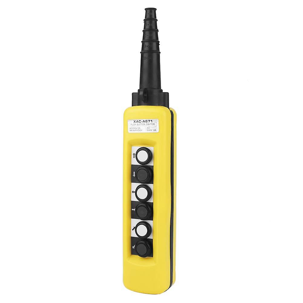 XAC A671 Crane Chain Hoist Push Control Switch Button Switch Lifting Pendant Controller 6 Buttons