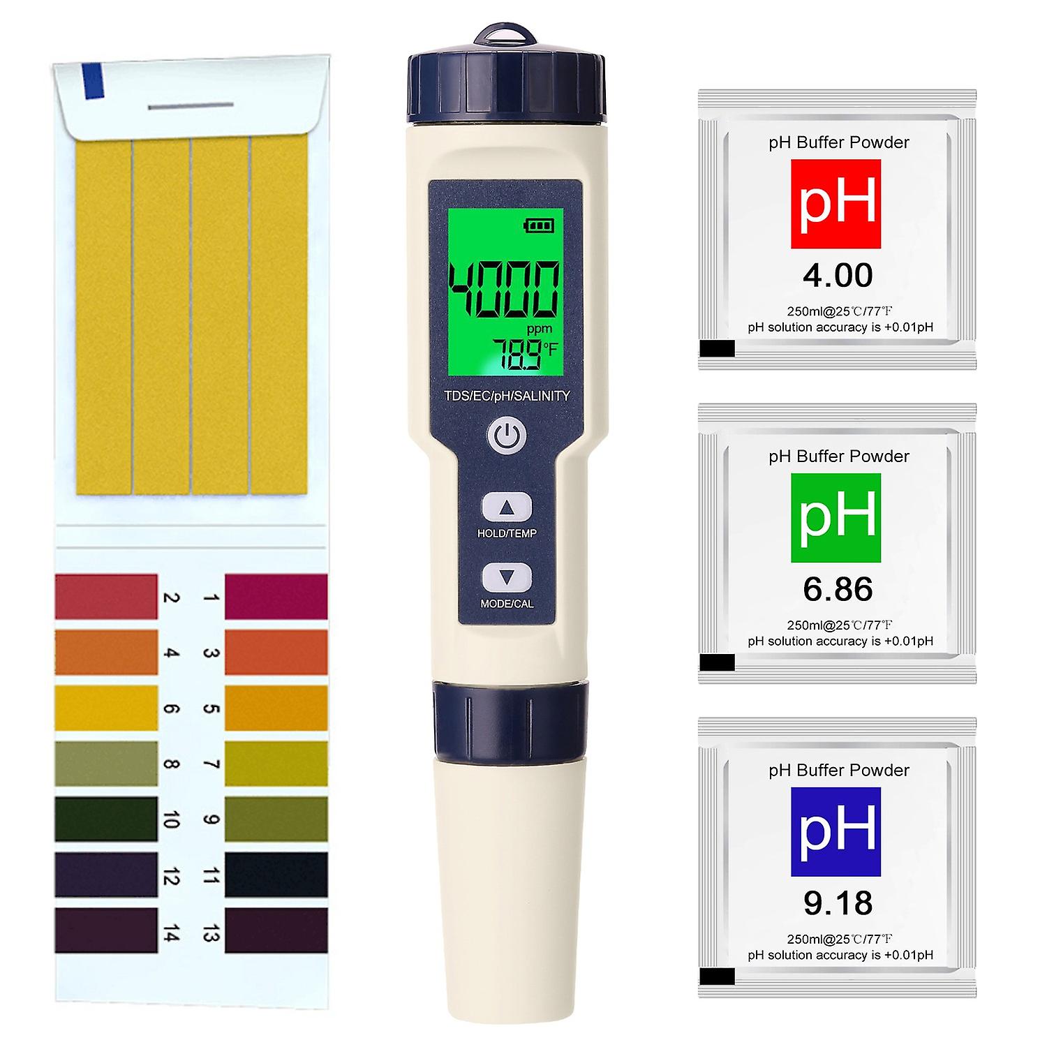 5 in 1 Professional Multi-parameter Combo Testing Meter PH/EC/TDS/Salinity/Thermometer Digital Multi