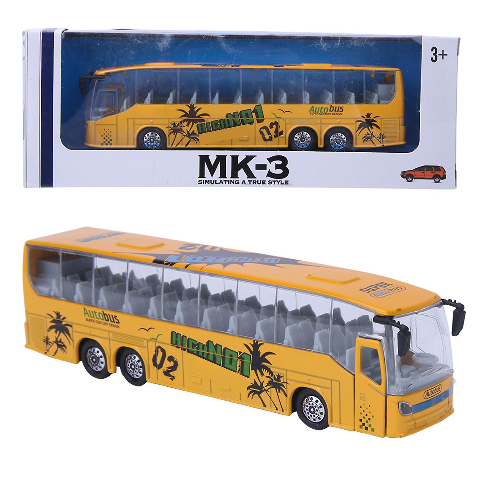 Simulation Transit Bus Toy - Alloy Pull Back Bus with Light and Music (Yellow)