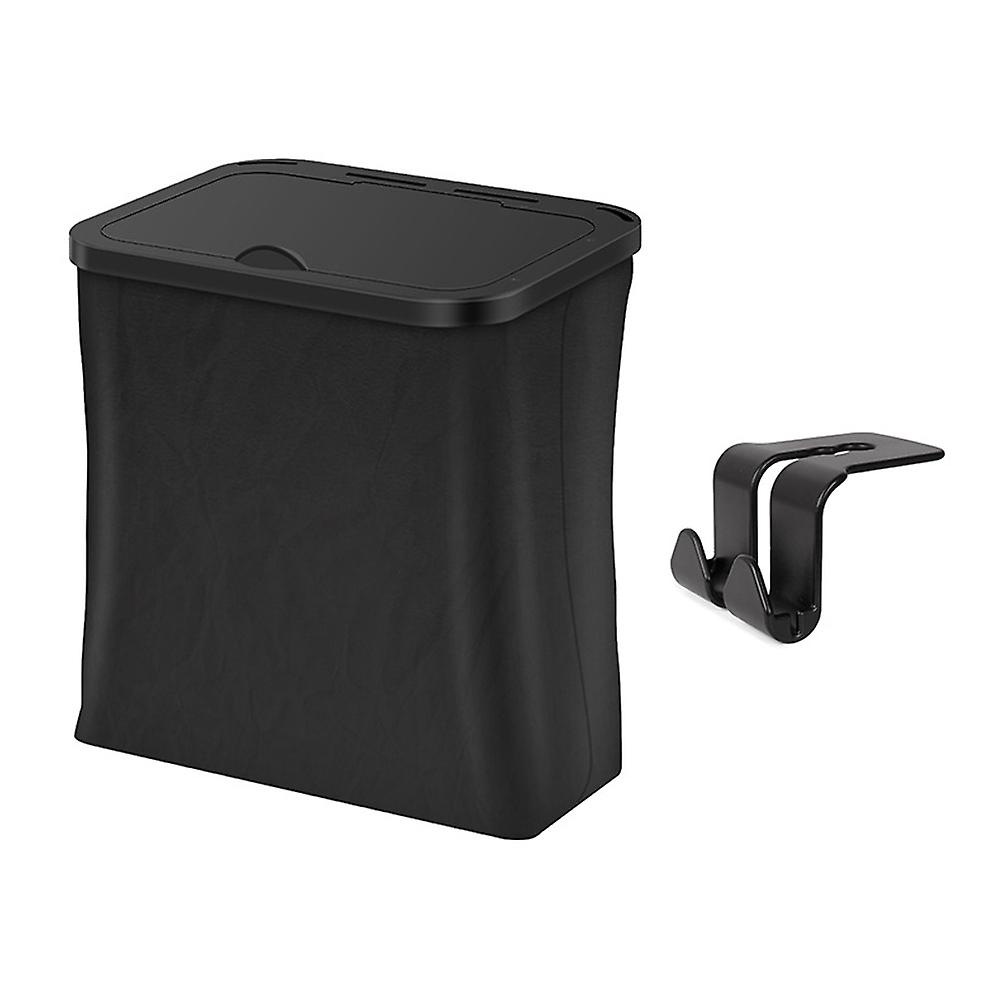 Leather Car Garbage Can Foldable Auto Trashes Can Large Capacity