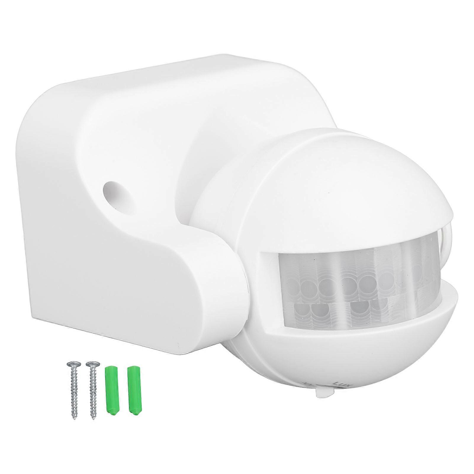 Automatic Spherical PIR Wall Mounted Motion Sensor Detector, Outdoor Motion Detection Switch for Home Security LED Light, AC 110-240V, White