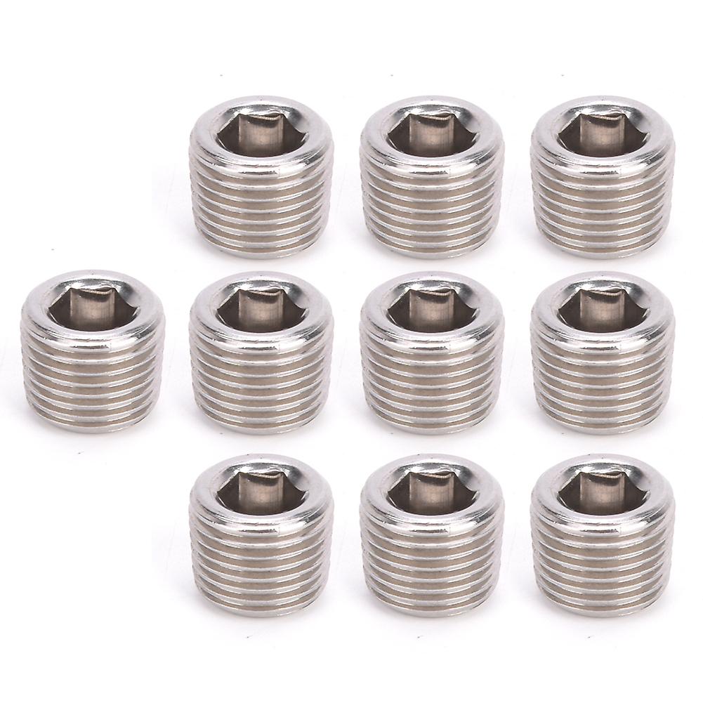 Rankomu Pipe Fitting Plug Head, 10pcs 304 Stainless Steel Hex Plug Head Male Thread BSPP Hex Plug Head(3/8“)
