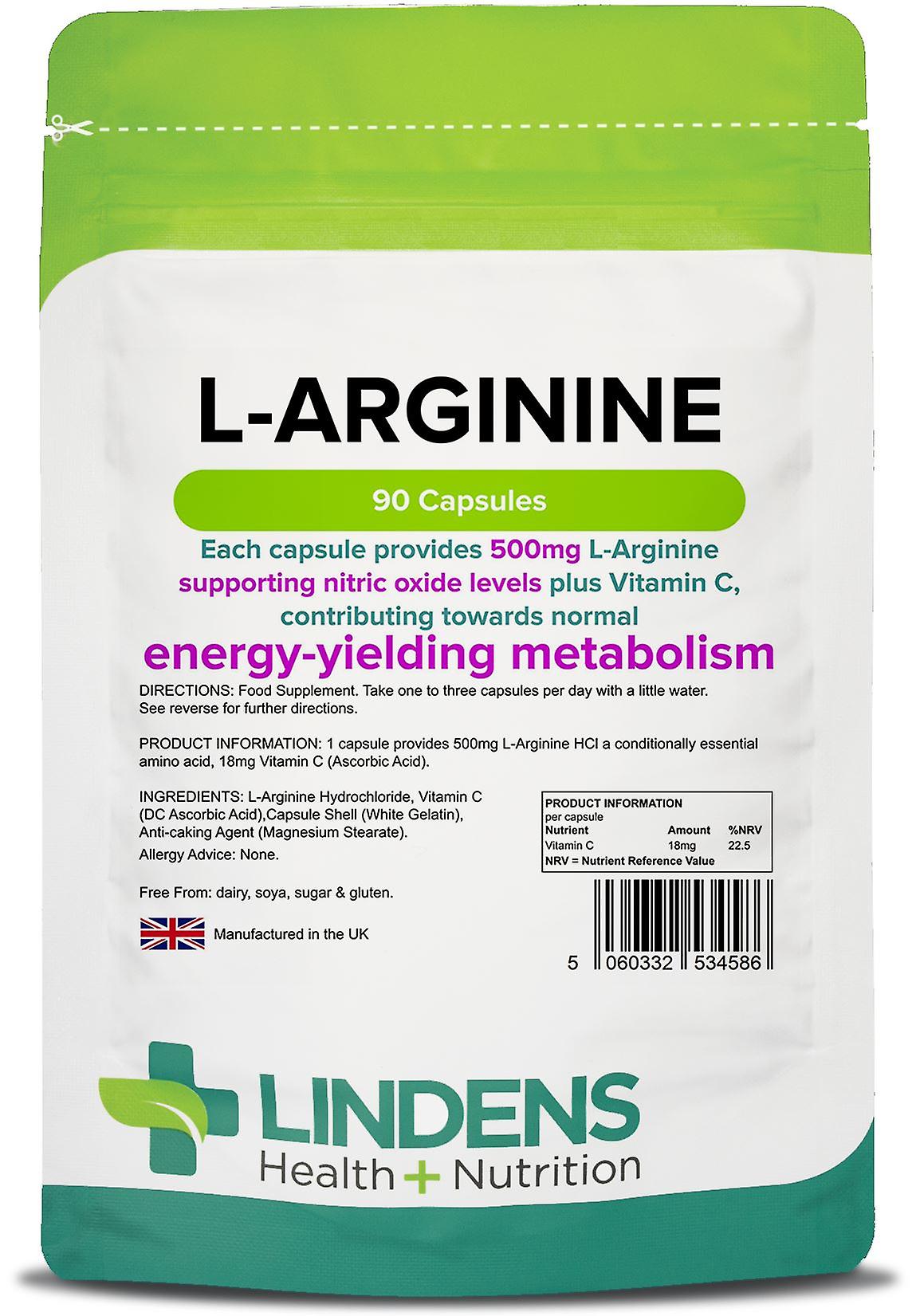 Lindens L-Arginine 500mg - 90 Capsules