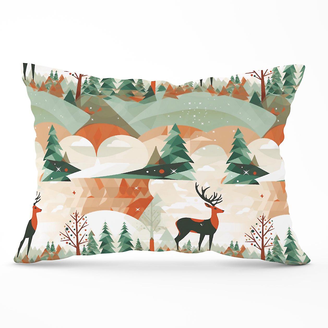 Reindeer On A Snowy Landscape Pattern Cushions