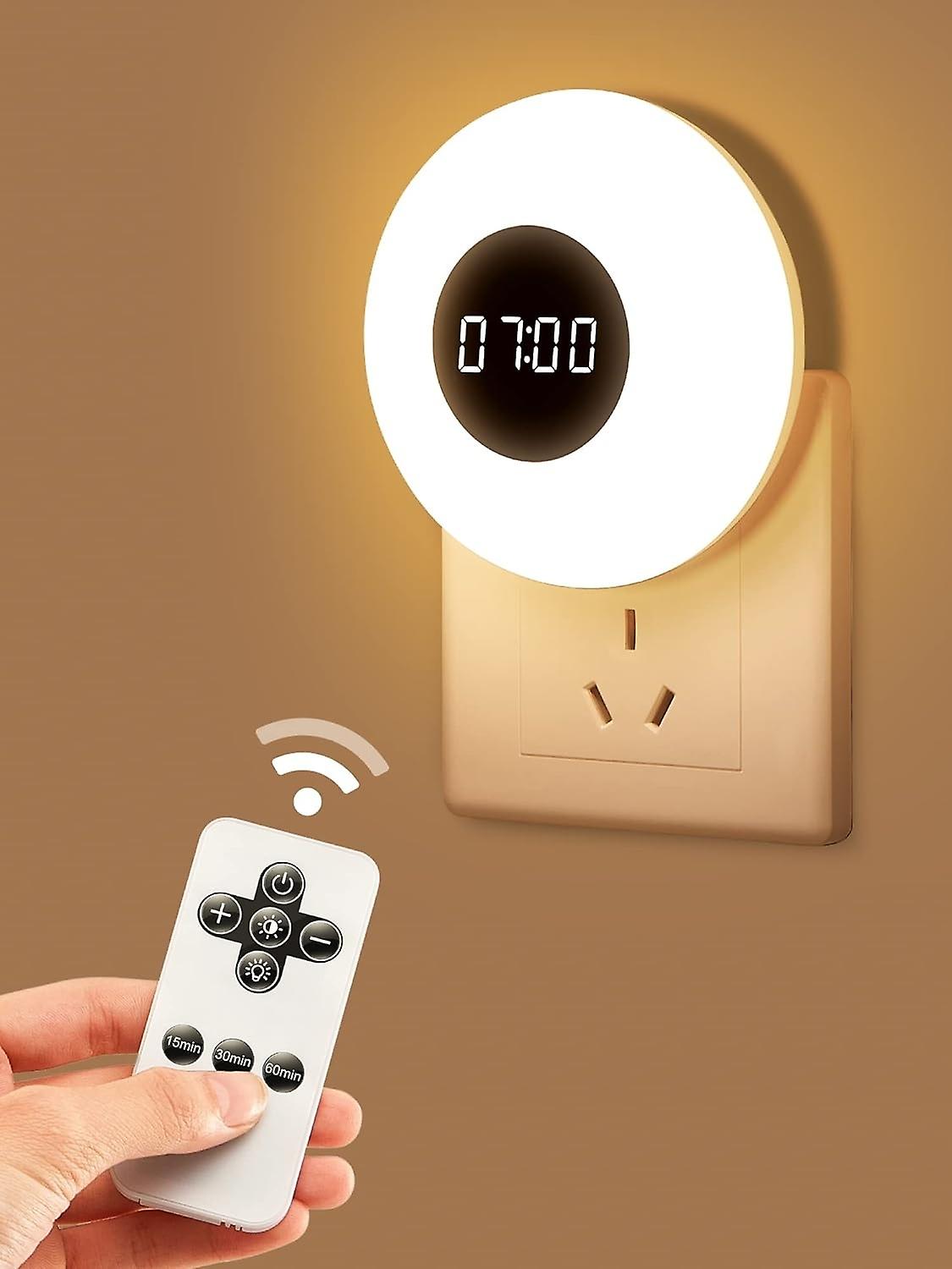 Night Light, 1 PC Night Lights Plug into Wall+Bathroom Clock Nightlight, 3 Light Colors & Dimmable B
