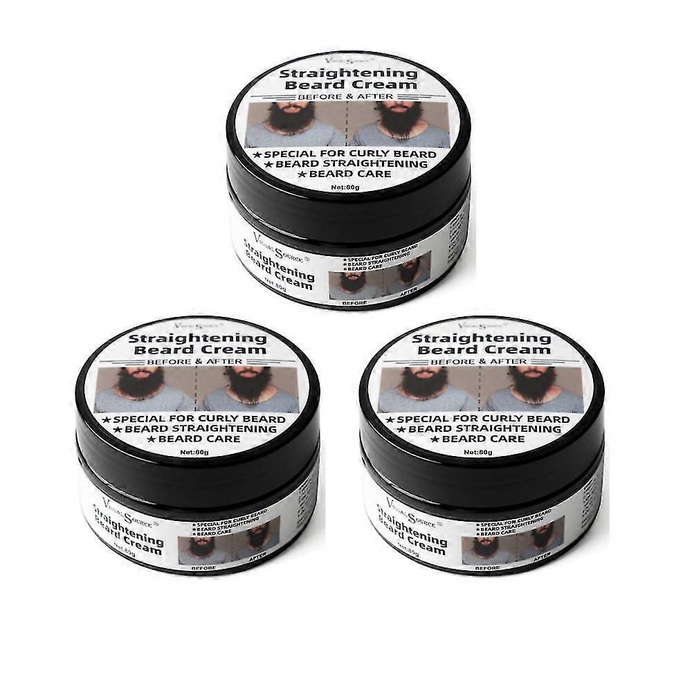 3 قطع كريم اللحية للرجال مغذي لطيف العناية بالتصفيف صندوق ألومنيوم ملمس ناعم يزيل الأرق العناية العميقة - Ri