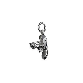 Silver 15x6mm Cat in Shoe Pendant or Charm