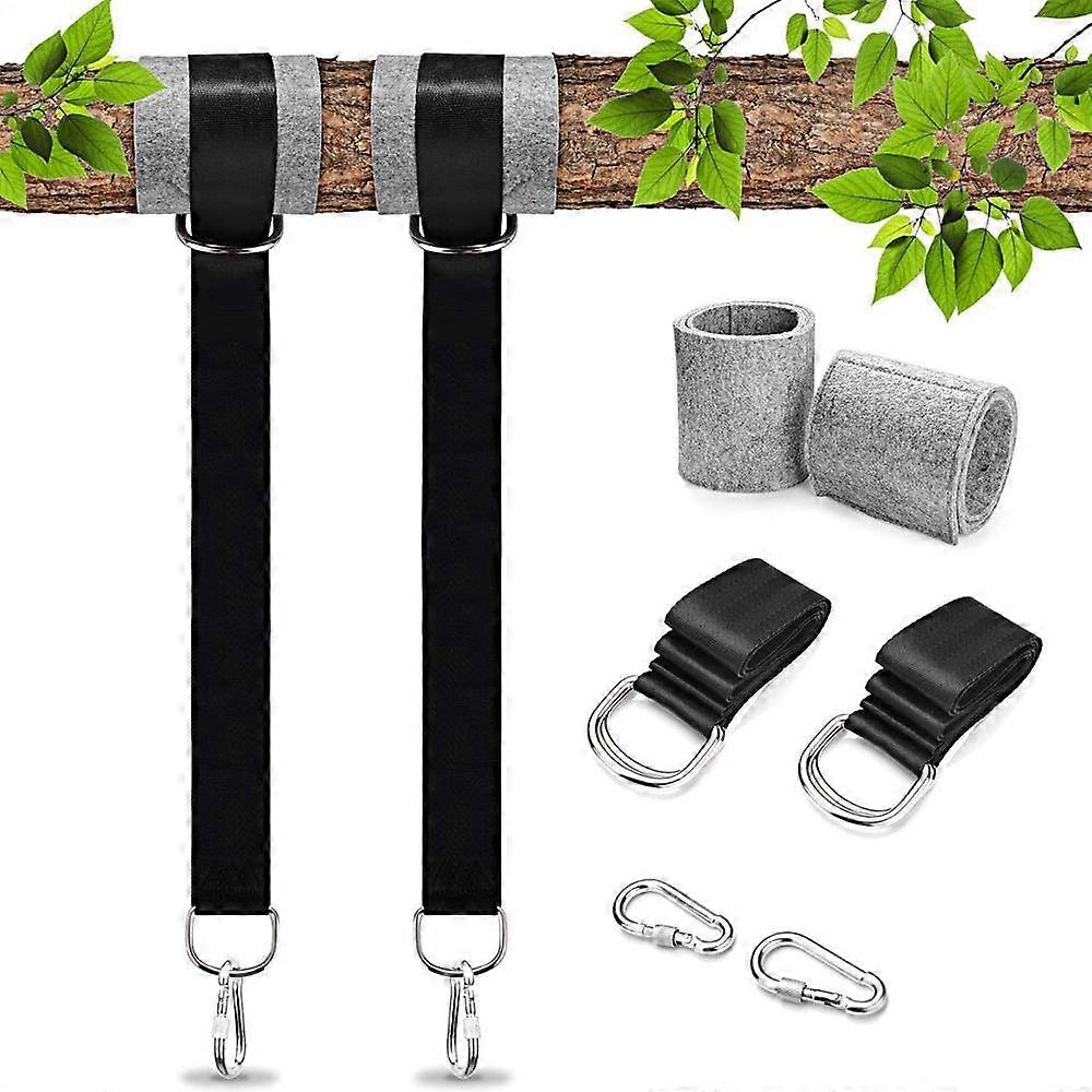 Hammock Straps, 1 Pair of Hanging Straps, Tree Protectors, for Hanging Swing/Hammock/Camping Waterproof Nylon 150cm x 5cm Max Load 500kg (Black)