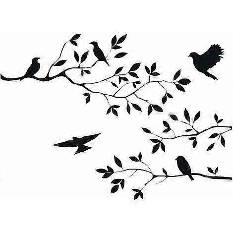 57*35CM black branch vinyl removable wall sticker