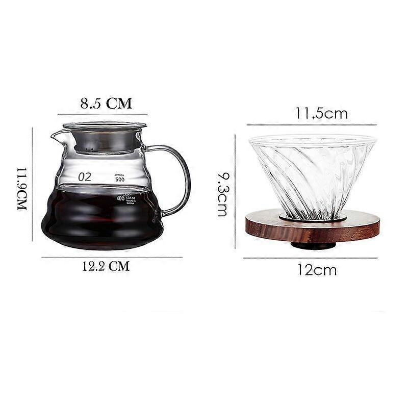 Wooden V60 Pour Over Coffee Dripper Coffee Pot Set 600ml Handmade Coffe Maker Brew Cup V 60 Glass Cafe Drip Funnel Kettle Home