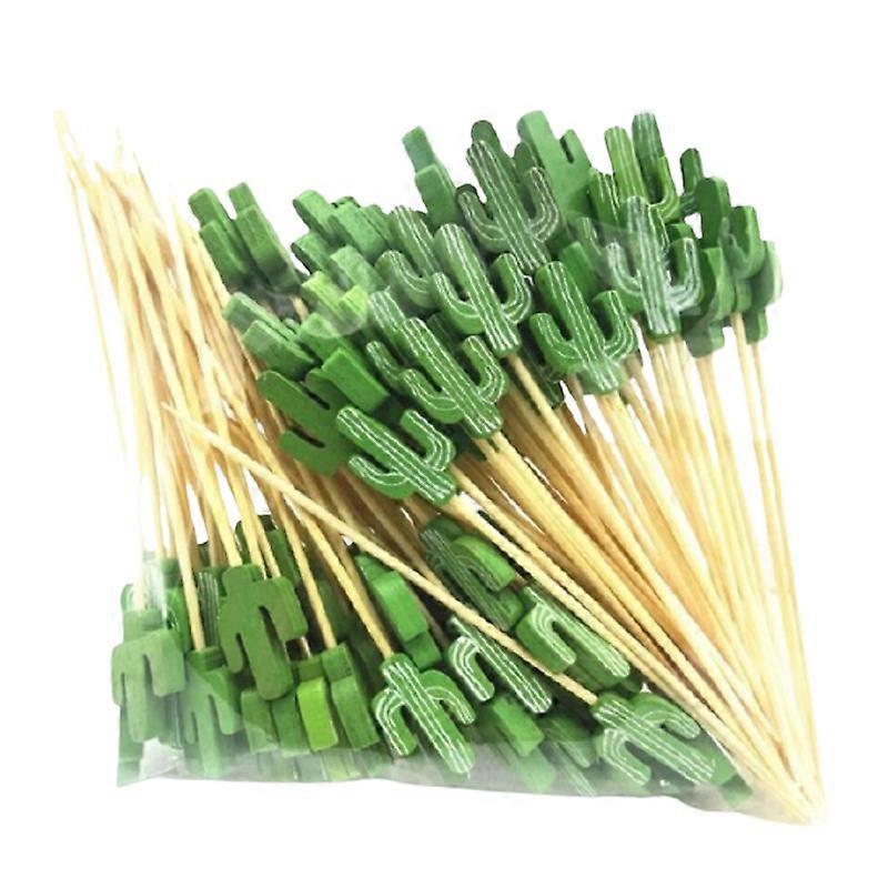 Decorative Bamboo Toothpicks 100 Pcs Cactus