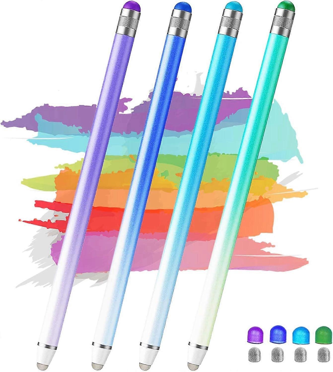 Stylus Pens for Touch Screens 4 Pack iPad Pencil 2 in 1 High Sensitivity & Precision Tablet Pen Stylus with 8 Extra Tips,Capacitive Stylus Pen for iPa