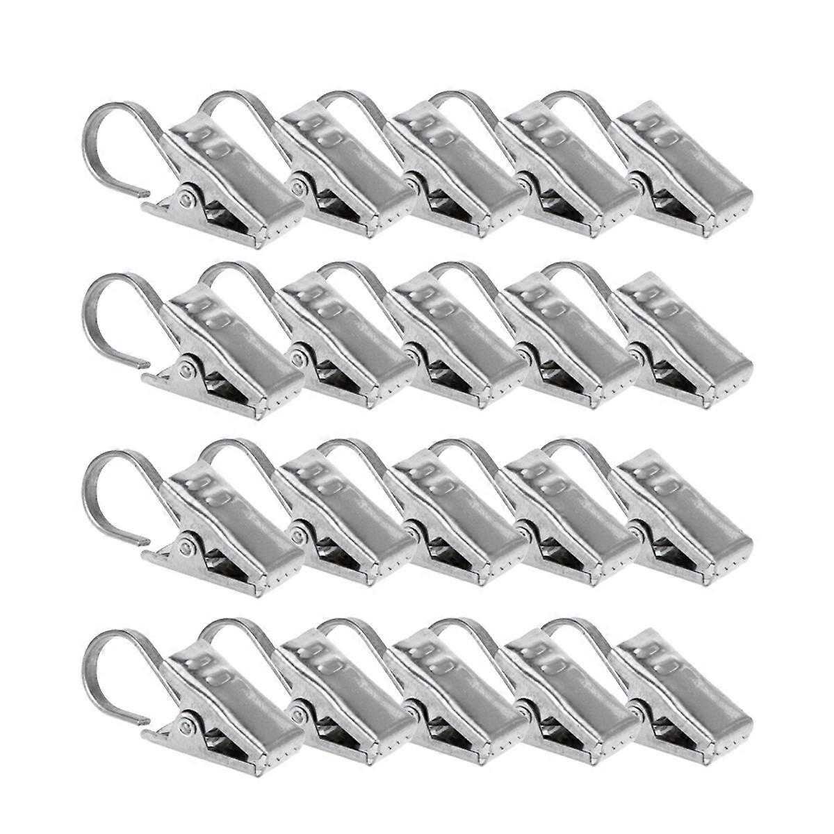 20PCS Rustproof Drapery Ring Satin Nickel Curtain Clips with Hook