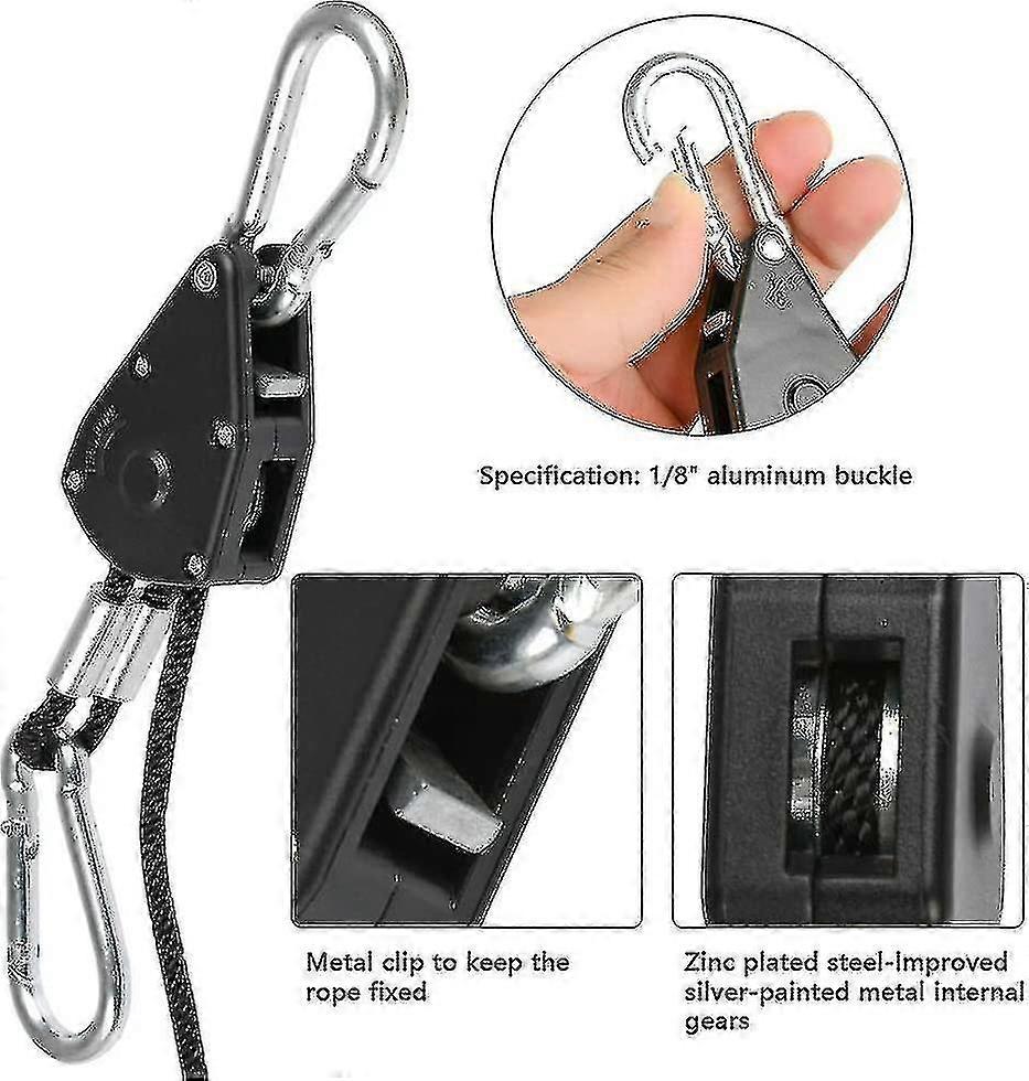 4 Pack Heavy Duty Rope Ratchets With Hooks, Adjustable Rope Ratchets ...