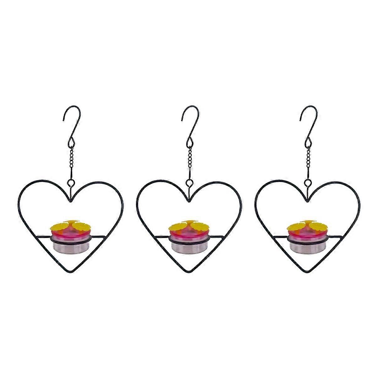 3 Pcs Hanging Hummingbird Feeder, Stackable Hanging Humming Bird Feeder with Metal Frame & Red Plas