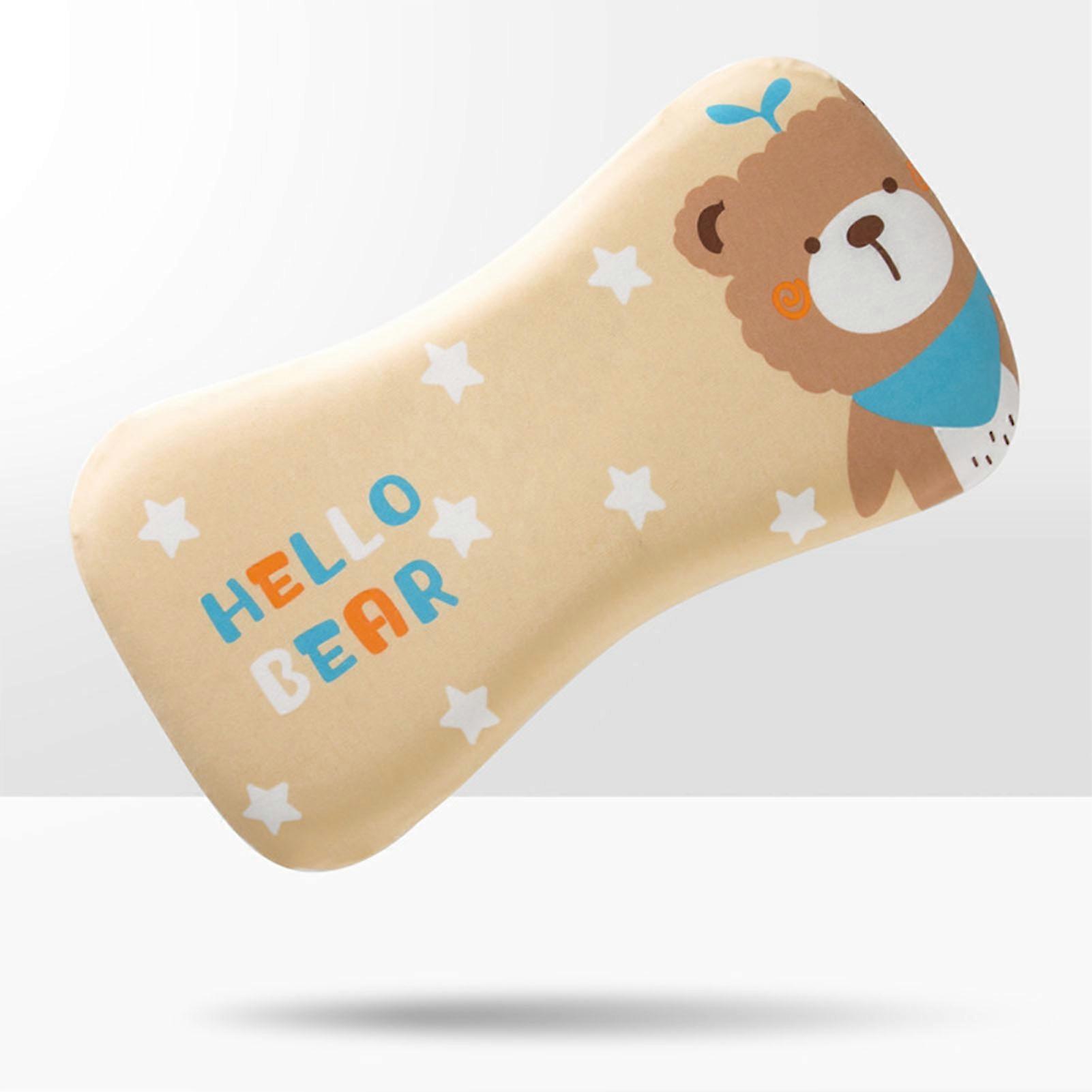 Double Layer Adjustable Kids Memory Foam Pillow Washable Neck Protection Toddler Pillow for Kindergarten Nap Little Bear 3cm