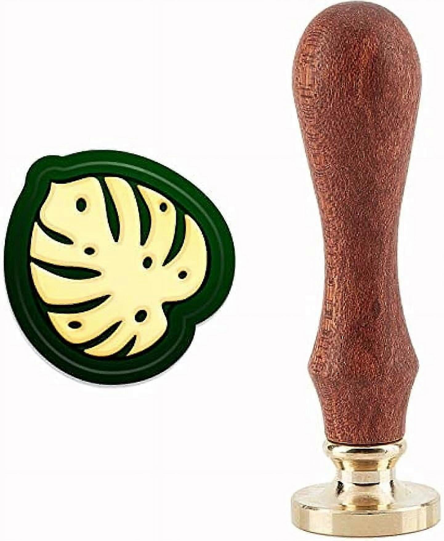 1Set en laiton cacheter cire sceau timbre bois poignée feuille motif pour invitations de mariage Noël emballage cadeau