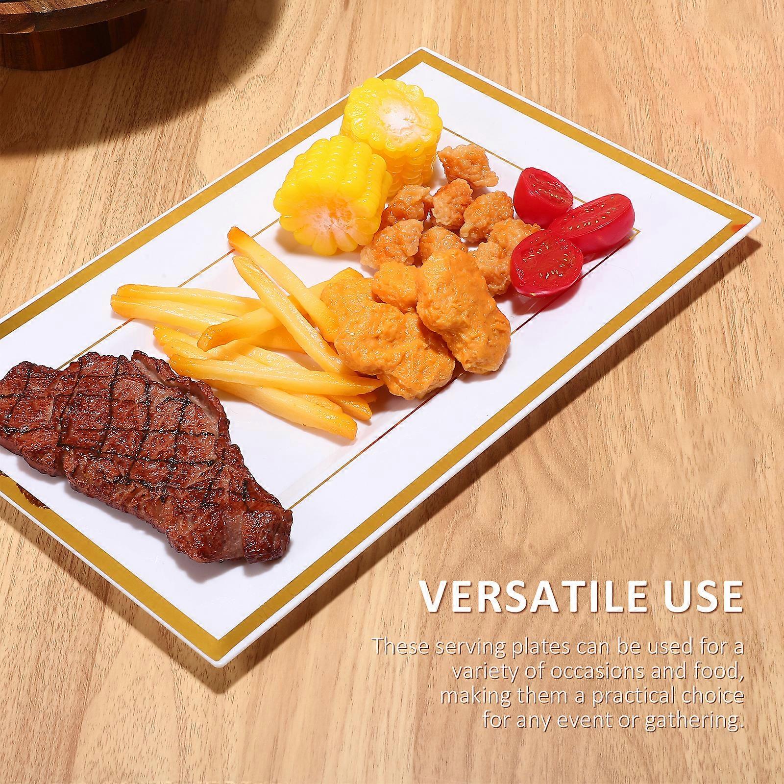 10pcs Disposable Serving Platters Buffet Trays Party Serving Trays Rectangular Dinner Plates
