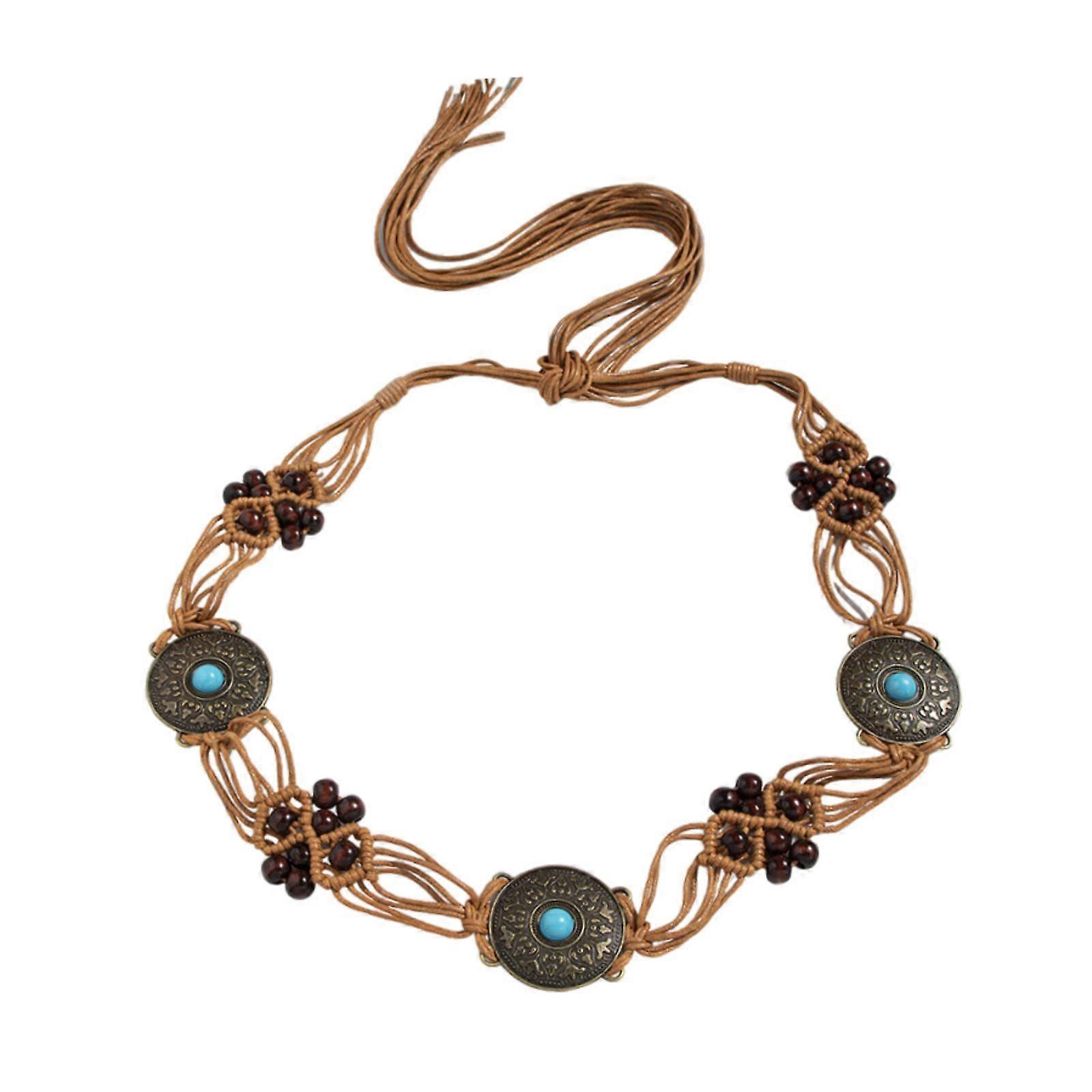 Flax Rope Belt with Knots and Inlays for Daily Life Anniversaries Graduations A