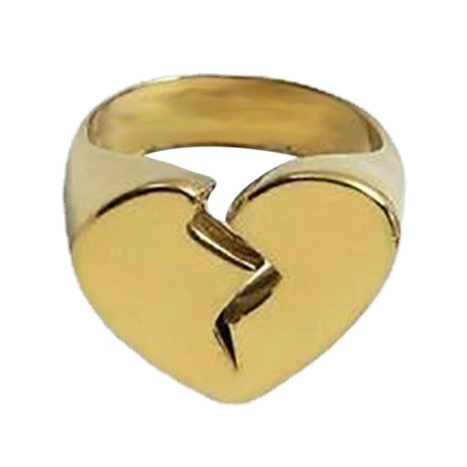 Vintage Broken Heart Band Ring Dainty Engagement Promise Love Ring Statement