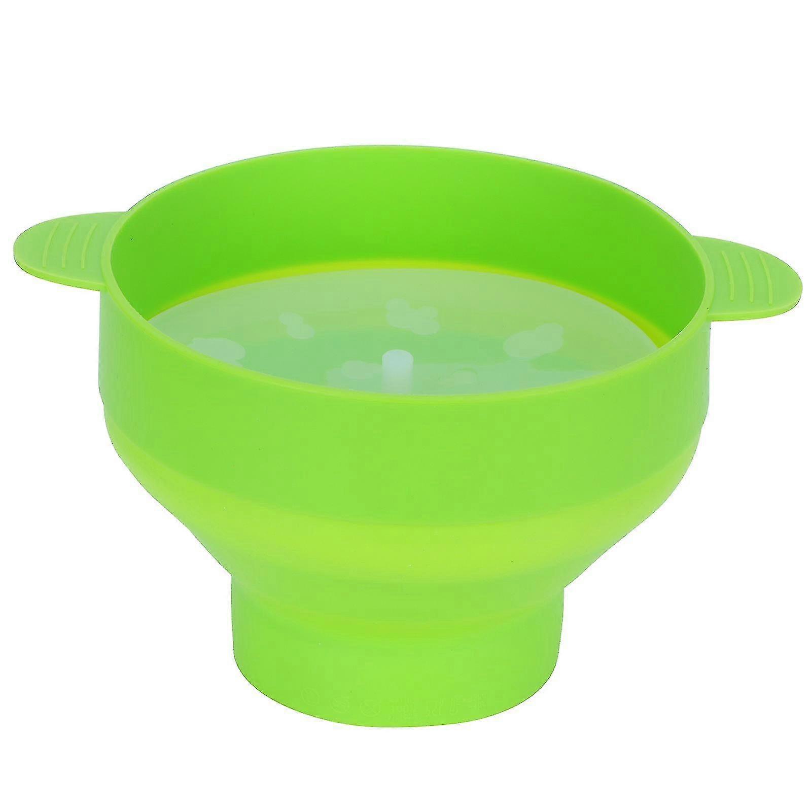 Silicone Popcorn Maker Bowl with Lid - DIY Folding Popcorn Bucket (Green)