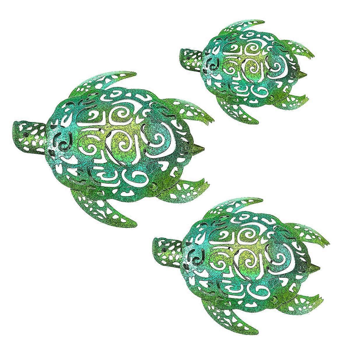 Linjou Ensemble de 3 Tortue de mer en métal Thème Plage Décor Art Mural Décorations(gre UZW